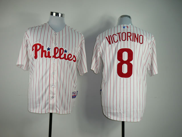 Men Philadelphia Phillies 8 Victorino White MLB Jerseys